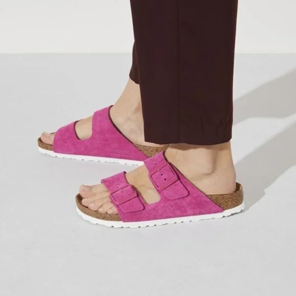 Birkenstock Arizona Soft Footbed Fuchsia Suede Women's Sandals